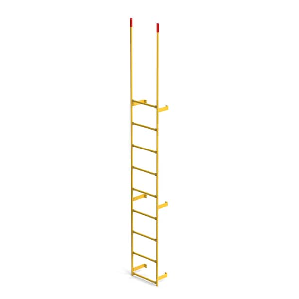Walk Through Dock Ladder, Wall Mount, 9 Rungs, 8'2" Top Rung Height, Yellow