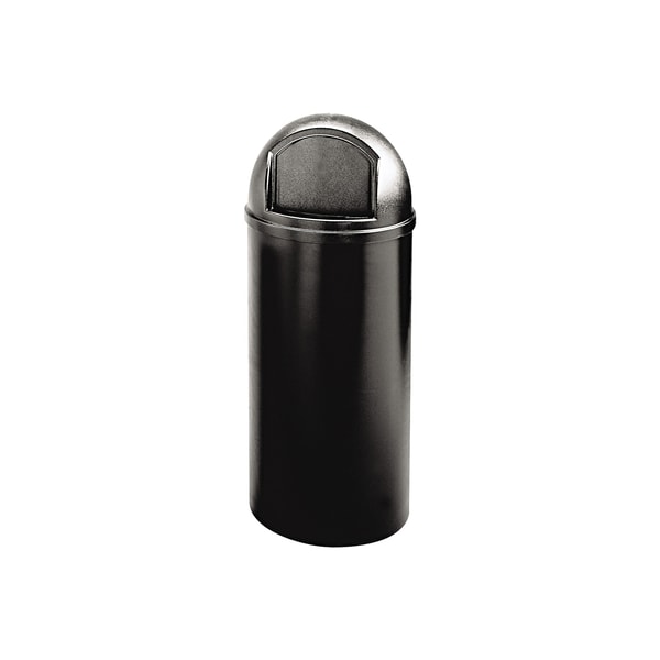 25 gal Round Indoor Plastic Can, Black, Plastic, 18 in in
