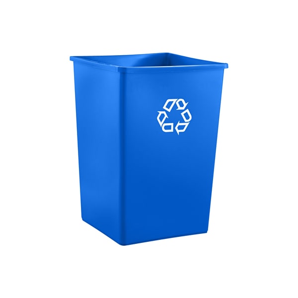 Square Square Recycling Container, 35 gal., 19-, Blue, Plastic