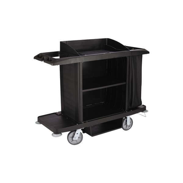 Rubbermaid Housekeeping Cart, 22" x 60" x 50", Black, 1/Each