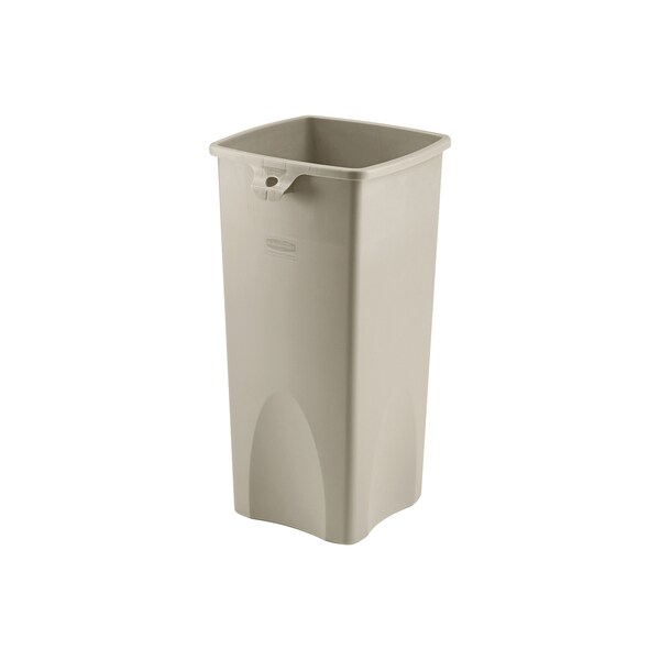 23 gal Square Heavy Duty Plastic Can, Beige, Plastic, 16 in