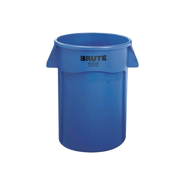 44 qt Round Heavy Duty Plastic Can, Blue, Plastic, 24 in in