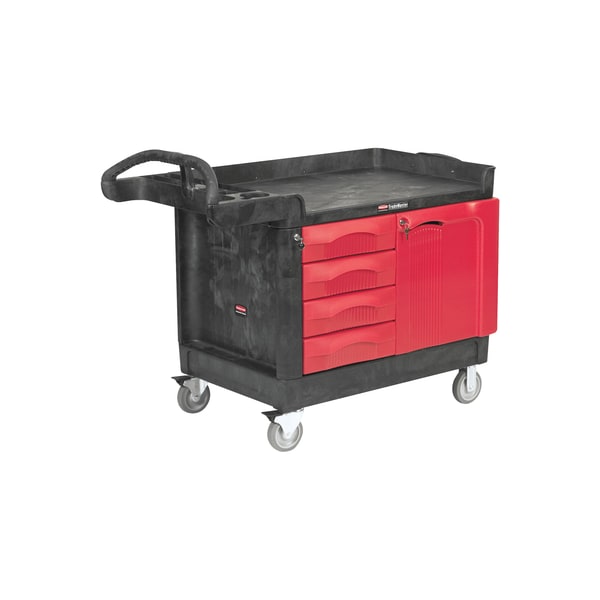 Cart, w/Cabinet, 50x27x39", Black/, Plastic, 50" L, 27" W, 39" H