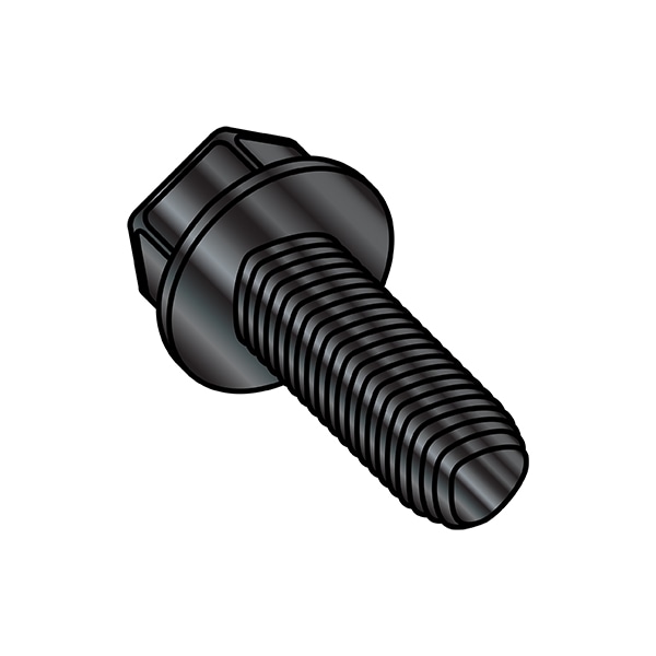 Thread Cutting Screw, 1/4"-20 x 5/8 in, Black Steel Hex Head Hex Drive, 2000 PK