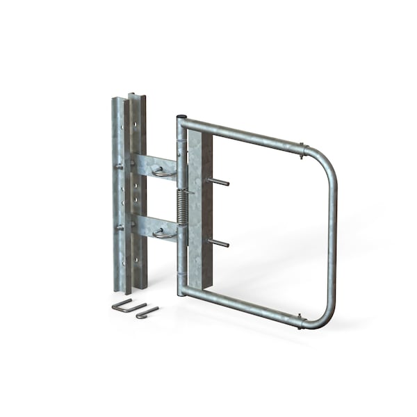 Safety Swing Gate, Fits 24"-40" Opening, Self Closing, Finish: Galvanized