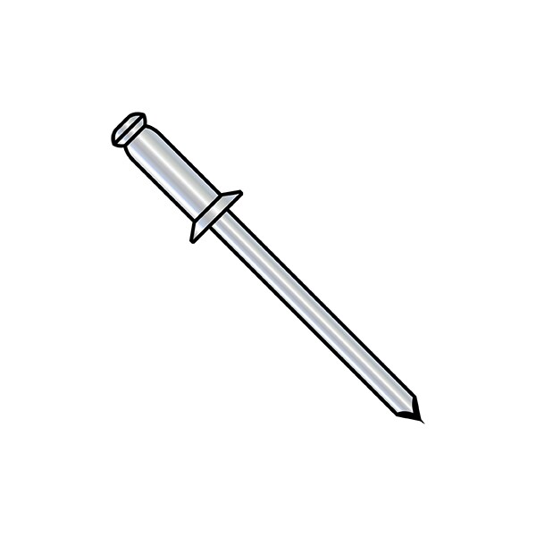 Blind Rivet, Countersunk Head, 1/8 in Dia., 0.275 in L, Steel Body, 10000 PK