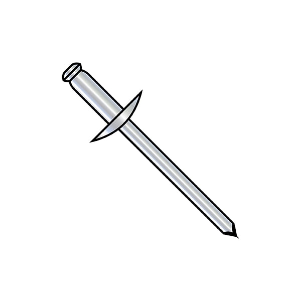 Blind Rivet, Large Flanged Head, 1/8 in Dia., 0.275 in L, Steel Body, 8000 PK