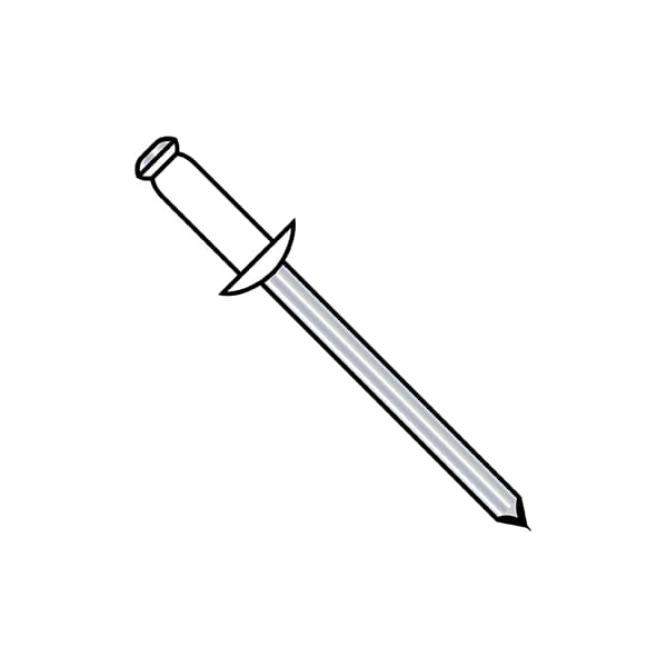 Blind Rivet, Dome Head, 1/8 in Dia., 0.275 in L, Steel Body, 10000 PK