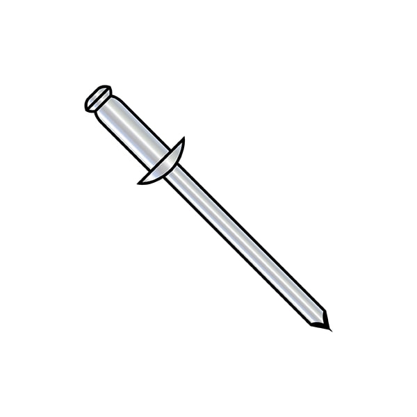 Blind Rivet, Dome Head, 1/4 in Dia., 0.325 in L, Steel Body, 2000 PK
