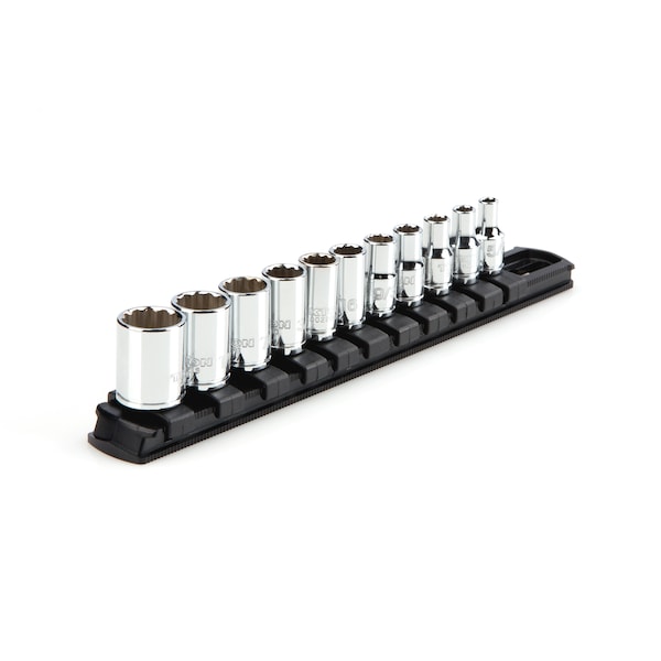 1/4 Inch Drive 12-Point Socket Set with Rail, 11-Piece (5/32-9/16 in.)