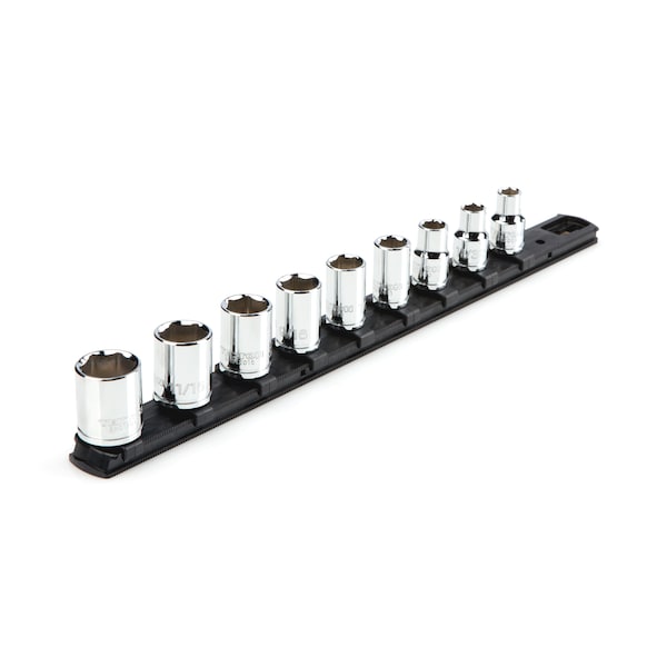 3/8 Inch Drive 6-Point Socket Set with Rail, 9-Piece (5/16-3/4 in.)