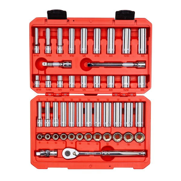 3/8 Inch Drive 12-Point Socket and Ratchet Set, 46-Piece (5/16-3/4 in., 8-19 mm)