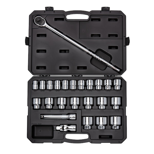 3/4 Inch Drive 12-Point Socket and Ratchet Set, 24-Piece (3/4-2 in.)