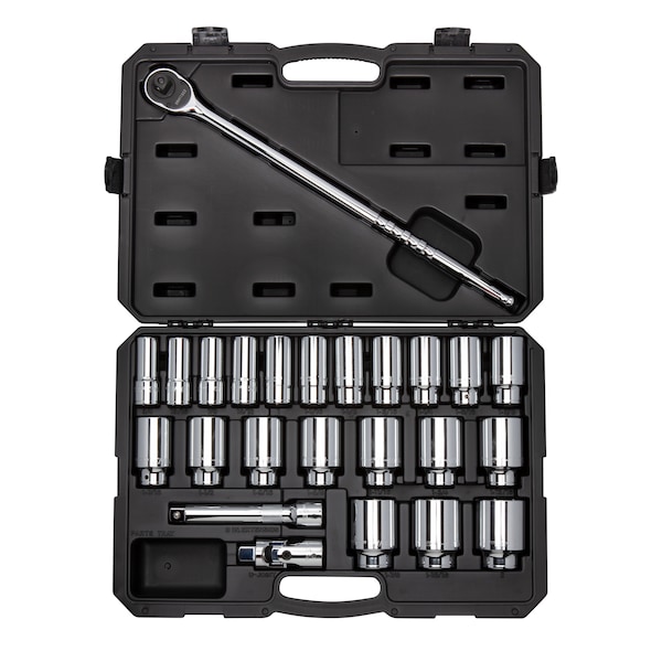 3/4 Inch Drive Deep 6-Point Socket and Ratchet Set, 24-Piece (3/4-2 in.)