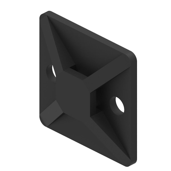 1" L, 1" W, Black Plastic Cable Tie Mounting Base, Basic Material: Nylon