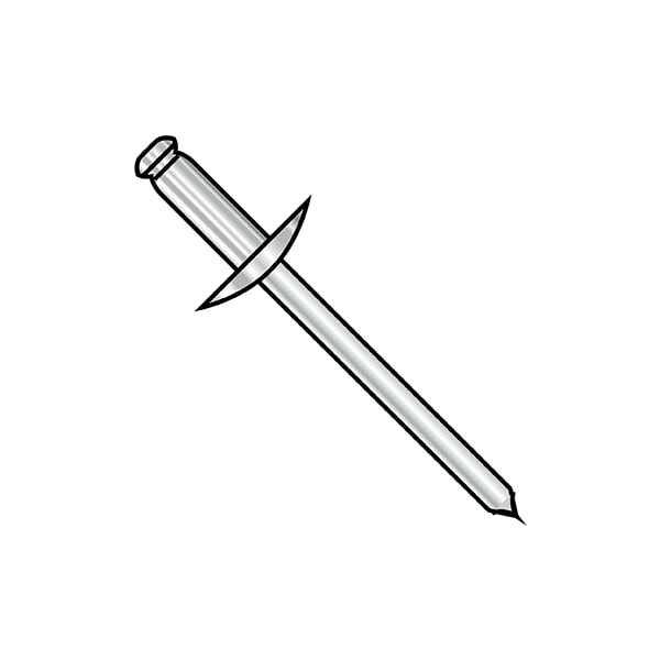 Blind Rivet, Large Flanged Head, 1/8 in Dia., 0.212 in L, Stainless Steel Body, 8000 PK