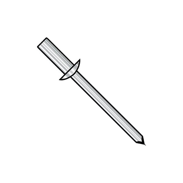 Blind Rivet, Dome Head, 1/8 in Dia., 0.360 in L, Stainless Steel Body, 1000 PK