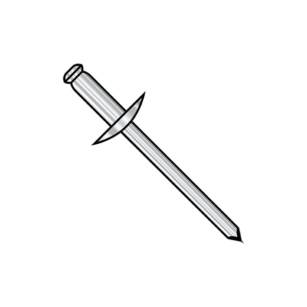 Blind Rivet, Large Flanged Head, 1/8 in Dia., 0.275 in L, Stainless Steel Body, 10000 PK