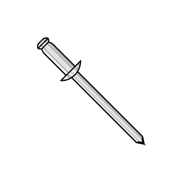 Blind Rivet, Dome Head, 1/4 in Dia., 0.325 in L, Stainless Steel Body, 2000 PK