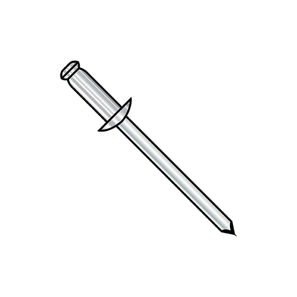 Blind Rivet, Dome Head, 1/4 in Dia., 0.325 in L, Stainless Steel Body, 2000 PK