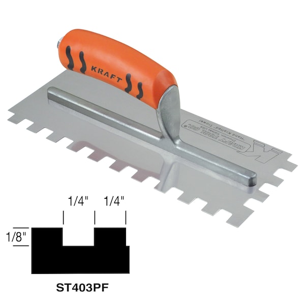Square-Notch Trowel, 1/4" x 1/8" x 1/4