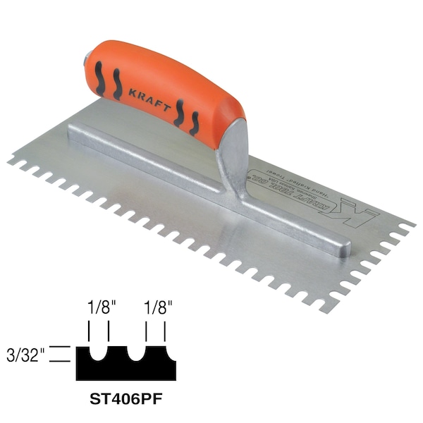 U-Notch Trowel, 1/8" x 1/8" x 3/32
