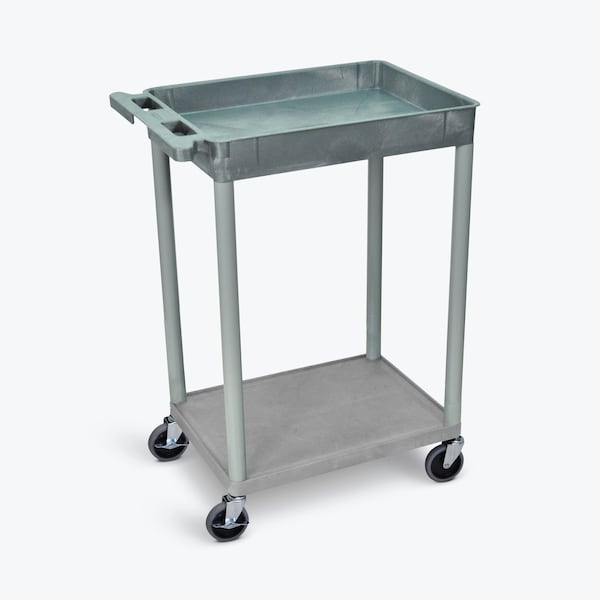 Top Tub and Bottom Flat Shelf Cart - Gray
