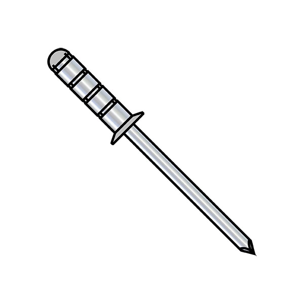 Blind Rivet, Countersunk Head, 3/16 in Dia., 0.430 in L, Steel Body, 5000 PK