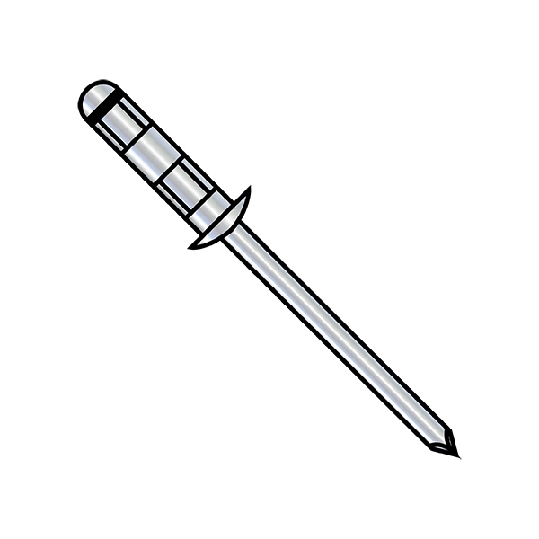 Blind Rivet, Dome Head, 1/8 in Dia., 0.35 in L, Steel Body, 10000 PK