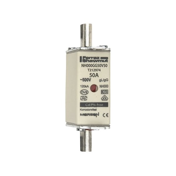 Fuse Link, T21 Series, 50A, Time-Delay, 500V AC, Square