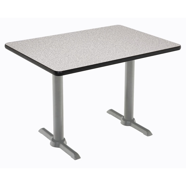 Rectangle KFI Mode 30" x 48" Conference Table, Grey Nebula Finish, Silver T-leg Base, Bistro Height