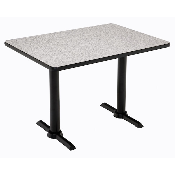 Rectangle KFI Mode 30" x 60" Conference Table, Grey Nebula Finish, Black T-leg Base, Bistro Height