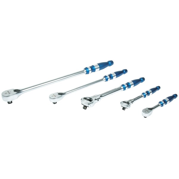 1/4", 3/8", 1/2" Drive 90 Geared Teeth Sealed, Flexible Ratchet Set, 90 Tooth, 5 pcs.