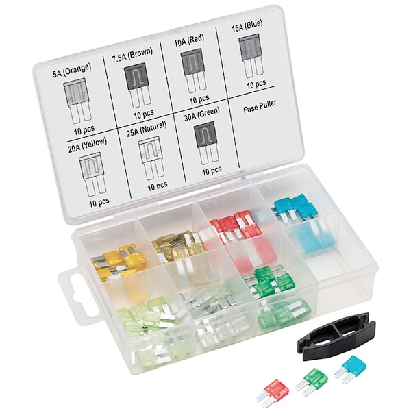 Micro Fuse Kit, 71 Fuses Included, 5 to 30A, 32V AC