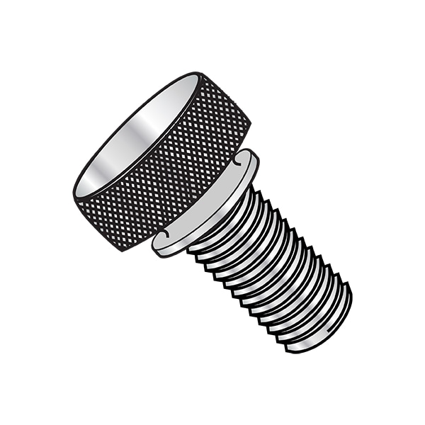 Thumb Screw, #6-32 Thread Size, Round, Plain Aluminum, 7/16 in Lg, 100 PK