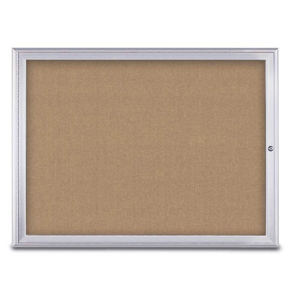 Single Door Radius Corkboard, 48"X36", S, UV80031-SATIN-BUFF