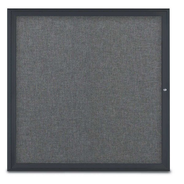 Single Door Radius Corkboard, 48"X48", B, UV800348-BLACK-MEDGRY