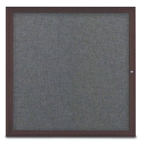 Single Door Radius Corkboard, 48"X48", B, UV800348-BRONZE-MEDGRY