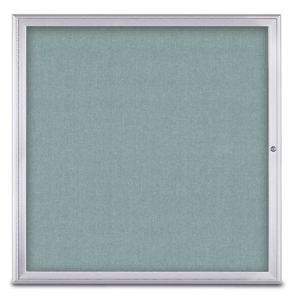 Single Door Radius Corkboard, 48"X48", S, UV800348-SATIN-CLOUD