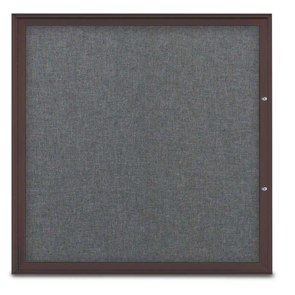 Single Door Radius Plus Corkboard, 48"X, UV8003PLUS48-BRONZE-MEDGRY