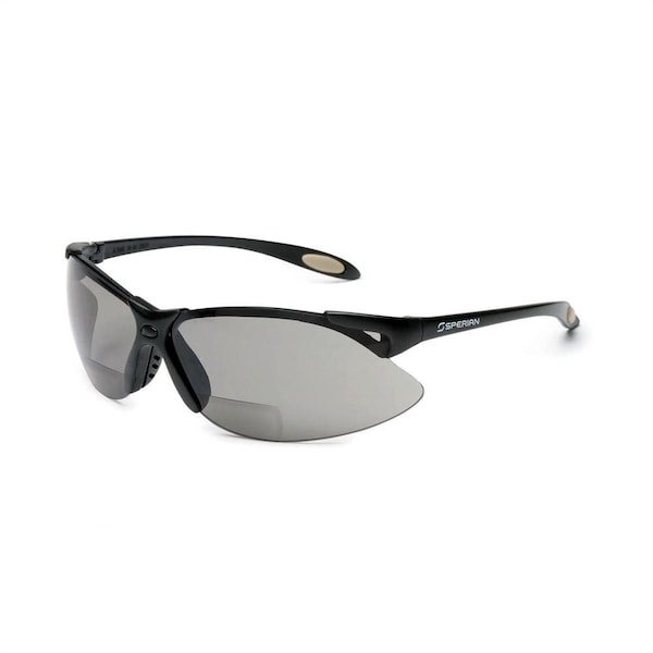 Safety Glasses, Bi-Focal Readers, +1.50, Sporty Black Frame, Wraparoun