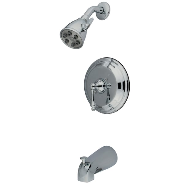 Tub and Shower Faucet, Standard, 3, Wall Mount, Polished Chrome