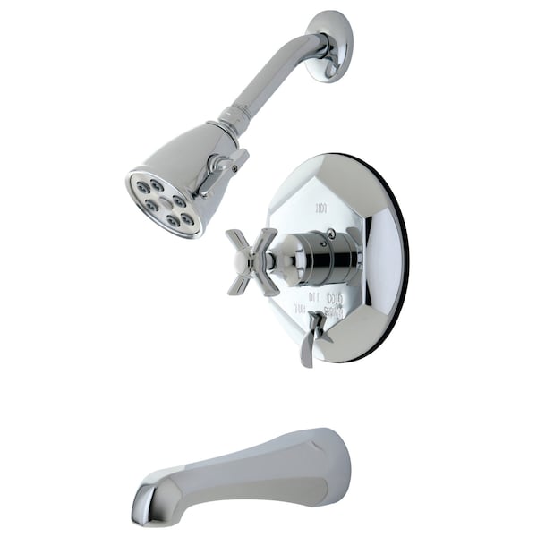 Tub and Shower Faucet, Standard, 3, Wall Mount, Polished Chrome