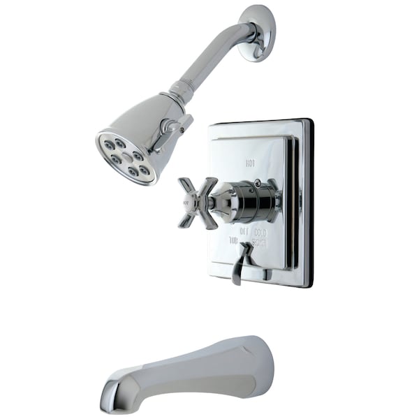 Tub and Shower Faucet, Standard, 3, Wall Mount, Polished Chrome