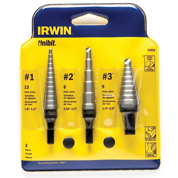 Unibit Step Drill Set, 3 Piece