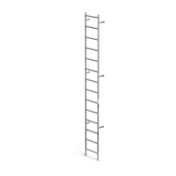 168" Overall H, Vertical Wall Mount Ladder - SS, Stainless Steel, 14 Steps, 300 lb. Load Capacity