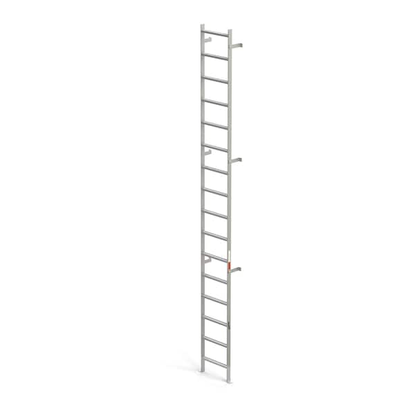 Vertical Ladder, 16 Rungs, 16 ft. Overall Height, 16"W Steps, Stainless Steel