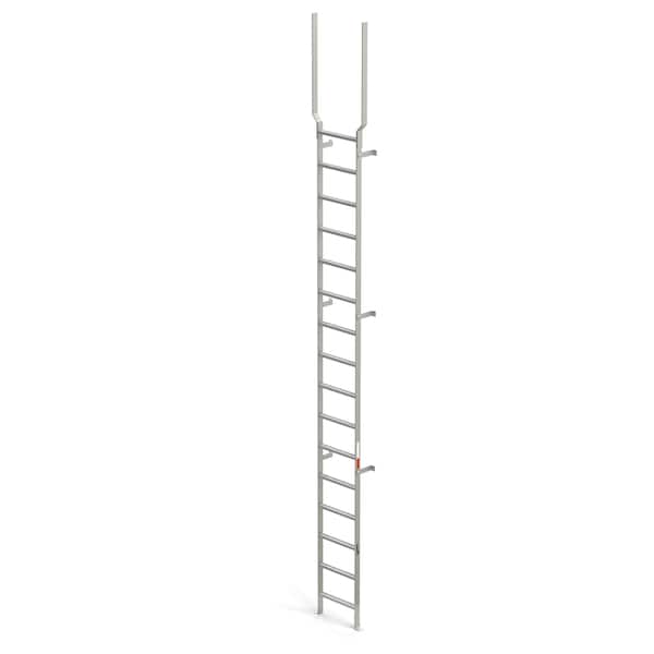 234" Overall H, Vertical Wall Mount Ladder w/ Ext. - SS, Stainless Steel, 16 Steps