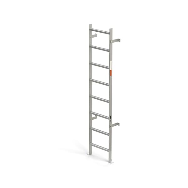 96" Overall H, Vertical Wall Mount Ladder - SS, Stainless Steel, 8 Steps, 300 lb. Load Capacity