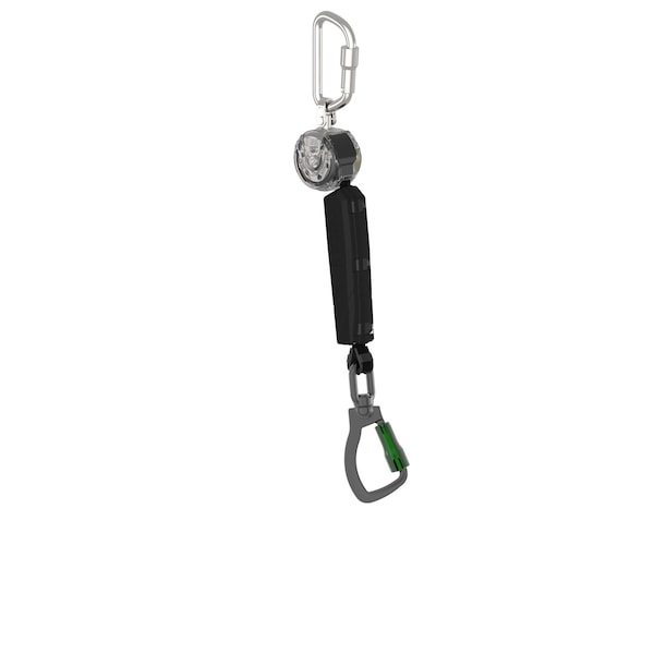 V-TEC Personal Fall Limiter Self Retracing Lanyard, 6 ft. Length, Carabiner, Aluminum, 1 Leg(s)